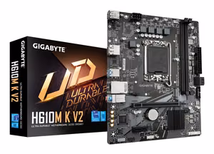 Gigabyte Intel H610 Micro-ATX Motherboard, LGA1700, DDR5, 2 Slots, 1xM.2, H610MKV2