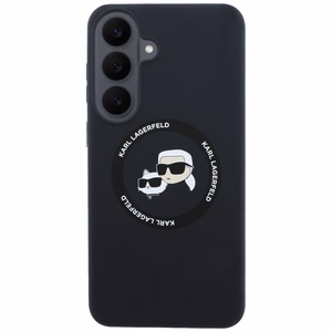 Karl Lagerfeld Silicone Karl&Choupette Heads MagSafe dėklas Samsung Galaxy S26 FE – juodas