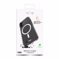Puro Impact skaidrus D3O TPU+PC magnetinis dėklas telefonui iPhone 17 - permatomas