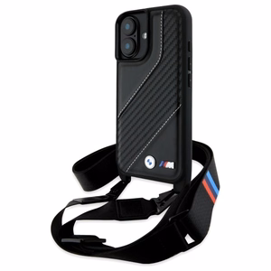 BMW M Edition Carbon Stripe & Strap Dėklas telefonui Apple iPhone 16 - juodas