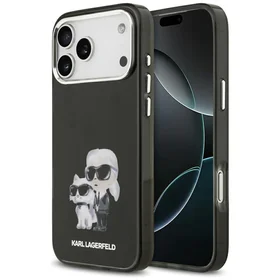 Karl Lagerfeld IML akvarelės Karl & Choupette ir logotipo magnetinis dėklas telefonui iPhone 17 Pro - juodas