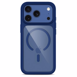 Tech-Protect MagOne MagSafe CC dėklas su 2 grūdintais stiklais, skirtas iPhone 18 Pro Max / 17 Pro Max, skaidrus tamsiai mėlynas