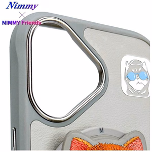 AmazingThing Nimmy Glasses Cool Cat MagSafe dėklas telefonui iPhone 16 – pilkas