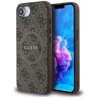 Guess 4G Ring Classic Logo Magnetinis dėklas telefonui iPhone 16e - ruda