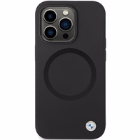 BMW BMHMP14XSILBK2 dėklas iPhone 14 Pro Max 6.7" - juodas Signature Liquid Silicone MagSafe