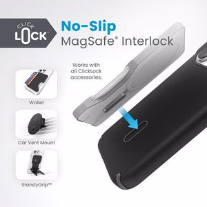 Speck Presidio2 Pro ClickLock MagSafe dėklas, skirtas iPhone 15 Pro, juodos ir skalūno pilkos spalvų