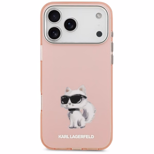 Karl Lagerfeld IML Aquarelle Choupette & Logo Magnetinis dėklas telefonui iPhone 17 Pro Max - rožinis