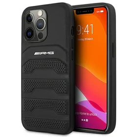 AMG AMHCP14XGSEBK iPhone 14 Pro Max 6.7 - juodas odinis dėklas su įspaudų linijomis