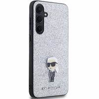 Karl Lagerfeld Fiksuotas Blizgus Ikonik Logotipas Metal Pin dėklas Samsung Galaxy A35 - sidabrinis