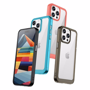 iPhone 15 Pro Max Outer Space sustiprintas dėklas su lanksčiu rėmeliu - mėlynas