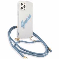Guess GUHCP12LCRTVSBL iPhone 12 Pro Max 6.7" mėlyna/mėlyna kietas dėklas Script Vintage