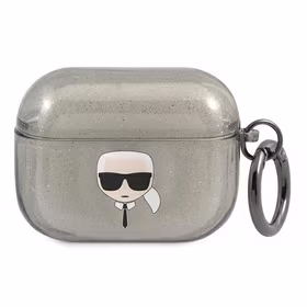 Karl Lagerfeld KLAPUKHGK AirPods Pro dėklas juodas Glitter Karl's Head