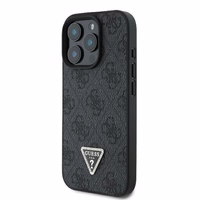 Guess Odinis 4G Trikampio Strass Magnētinis dėklas telefonui iPhone 16 Pro Max - juodas