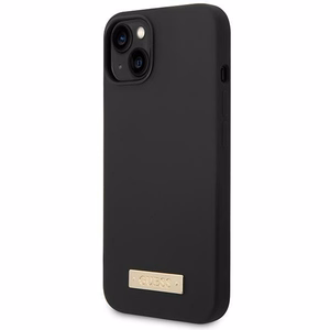 Guess GUHMP14MSBPLK iPhone 14 Plus 6.7" juodas/juodas kietas dėklas Silikoninė logotipo plokštelė Magnetinis