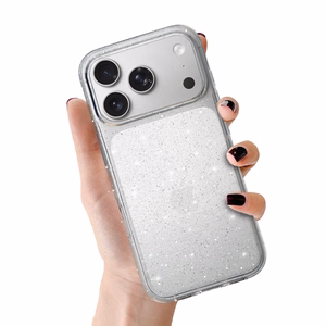 Dėklas telefonui Crystal Glitter Iphone 17 Pro sidabrinis