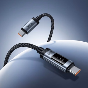 Kabelis USB A į USB C Hoco PD 6A 240W 1,2 m U148 su skaitmenine indikacija - juodas