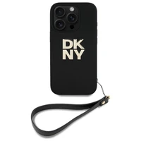 DKNY Wrist Strap Stock Logo dėklas telefonui iPhone 16 Pro - juodas