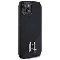 Karl Lagerfeld Silikoninis Shadow Metal Initial Magnetinis dėklas telefonui iPhone 15 juodas