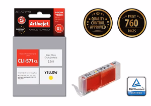 Activejet ACC-571YNX – geltono rašalo kasetė, pakeičia Canon CLI-571XL Y, 12 ml, Supreme