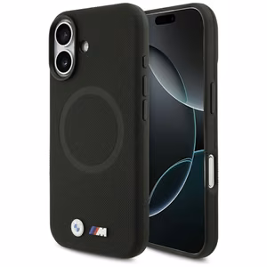BMW M FW metalinis logotipas MagSafe dėklas iPhone 17 - juodas