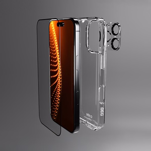 SBS rinkinys su D3O technologija iPhone 16 Pro Max - dėklas + apsauginis stiklas ir kameros apsauga - skaidrus