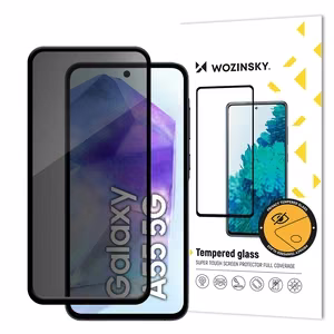 LCD apsauginis stikliukas "Wozinsky Privacy 5D Full Glue" Samsung S721 S24 FE pritaikytas dėklui Anti Spy