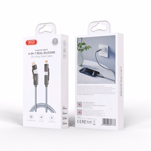 XO cabel NB275 4w1 USB-C - Lightning + USB - USB-C 60W 1,0m szary