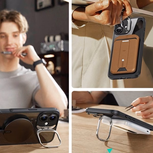 ESR Classic Hybrid Kickstand Halolock Magnetinis iPhone 16 Plus + Grūdinto Stiklo Apsauginis Stiklas - Juodas