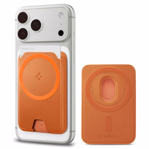 Spigen Valentinus MagFit+ magnetinis „MagSafe“ kortelių dėklas telefonui – oranžinis