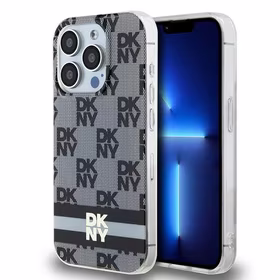 DKNY IML languotas mono raštas ir spausdintos juostelės Magnetinis dėklas iPhone 15 Pro Max - juoda