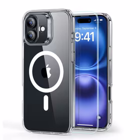 ESR Classic Hybrid Halolock Magnetinis dėklas telefonui + grūdintas stiklas iPhone 16 - skaidrus