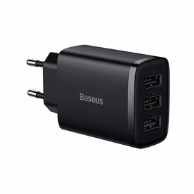 Baseus įkroviklis Compact 3 x USB juodas 17w