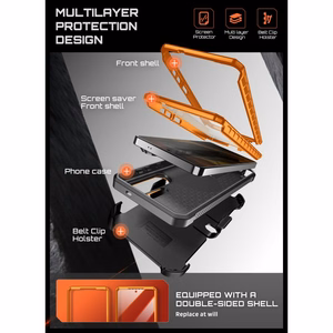 "Supcase Unicorn Beetle Pro Mag MagSafe" 2 komplektų dėklas "Samsung Galaxy S26 Ultra" - juodas ir oranžinis