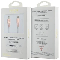"Guess Ebossed" logotipas USB-C / "Lightning" 1,5 m greito įkrovimo kabelis - rožinis