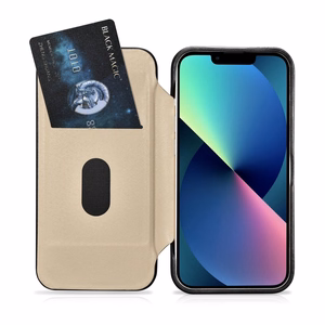 iCarer CE Oil Wax Premium odinis folio dėklas iPhone 14 Plus Magnetinis atverčiamas dėklas su MagSafe Juodas (AKI14220707-BK)