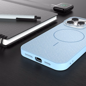 Glitter Thin Mag dėklas for iPhone 17 6,3" mėlynas