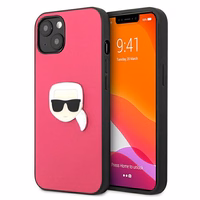 Karl Lagerfeld Odinis Ikonik Karl's Head Metalinis dėklas iPhone 13 mini - rožinis