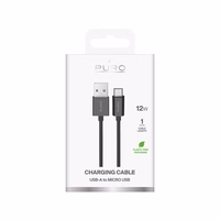 Puro TPE 12W USB-A - microUSB 1m kabelis - juodas