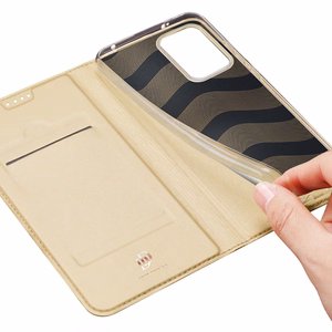 Dux Ducis Skin Pro dėklas Xiaomi Redmi Note 12 Pro / Poco X5 Pro 5G Flip kortelių piniginė stovas auksinė