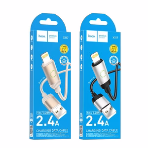 Kabelis USB A į Lightning Hoco 2,4A 1 m X117 juodas