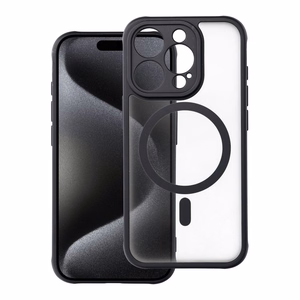 Dėklas telefonui – pilnai matinis magnetinis dėklas, suderinamas su MagSafe IPHONE 15 Pro, juodas