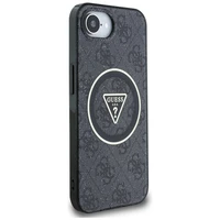 Guess IML Metal Glitter 4G Circle Triangle Magnetinis dėklas telefonui iPhone 16e - juodas