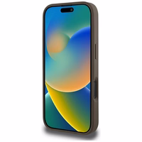 Guess Grained Hot Stamp Peony trikampio logotipo magnetinis dėklas telefonui iPhone 16 Pro Max - rudas