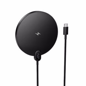 Belaidis įkroviklis Hoco 15W su USB-C kabeliu ir skaitmeninė indikacija CW62 juoda spalva