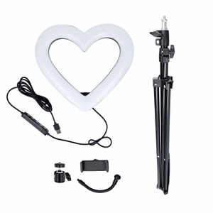 LED žiedinė Stream RGB lempa 10" su telefono laikikliu HEART + trikojis JM26-10 juoda