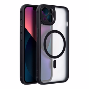 Dėklas telefonui – pilnai matinis magnetinis dėklas, suderinamas su MagSafe IPHONE 13, juodas