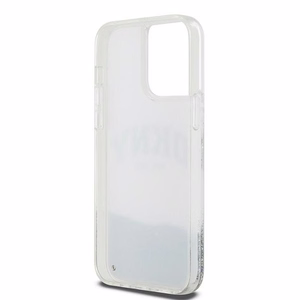 DKNY dėklas telefonui iPhone 15 Pro Max 6,7" DKHCP15XLBNAET baltas HC skysti blizgučiai su arkinis logotipas