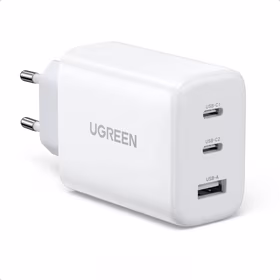 Ugreen CD275 Sieninis įkroviklis su laidu 2× USB Type-C / USB 65W Baltas