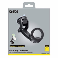 SBS TESUPMAGRINGEXT išmaniojo telefono laikiklis prietaisų skydeliui ir priekinio stiklo tvirtinimui, suderinamas su MagSafe - juodas