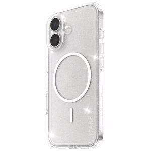 CARE by PanzerGlass Flagship Urban Explorer dėklas telefonui su baltu magnetiniu MagSafe, skirtas iPhone 17 – skaidrus su blizgučiais